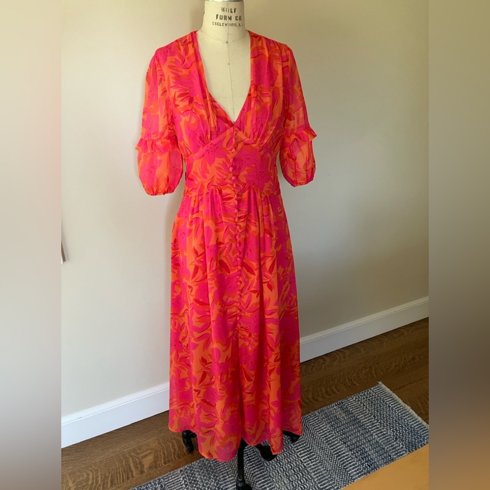 Vibrant Midi Floral Dress